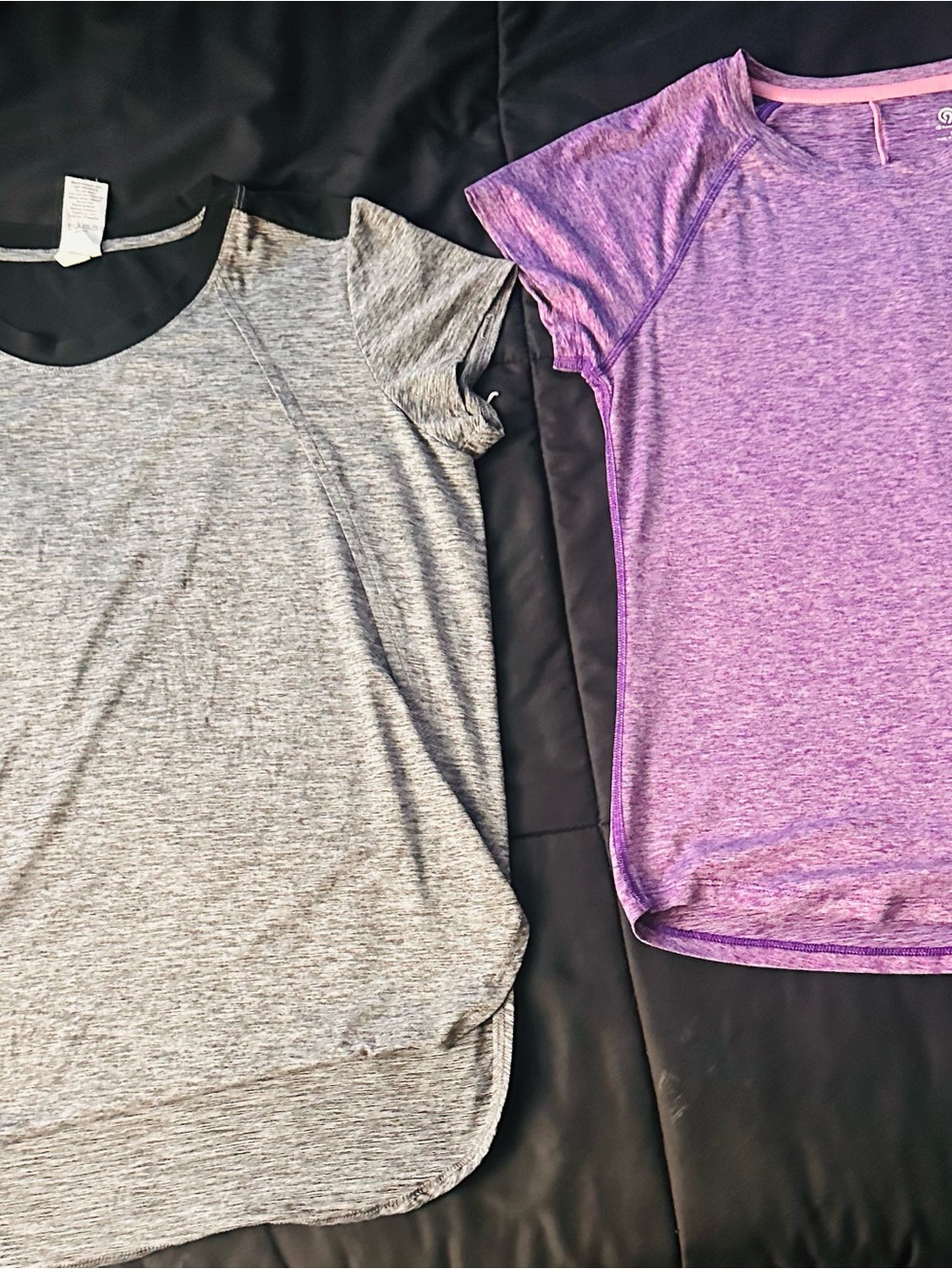 Women’s Heather Gray & purple Short Sleeve Tops
